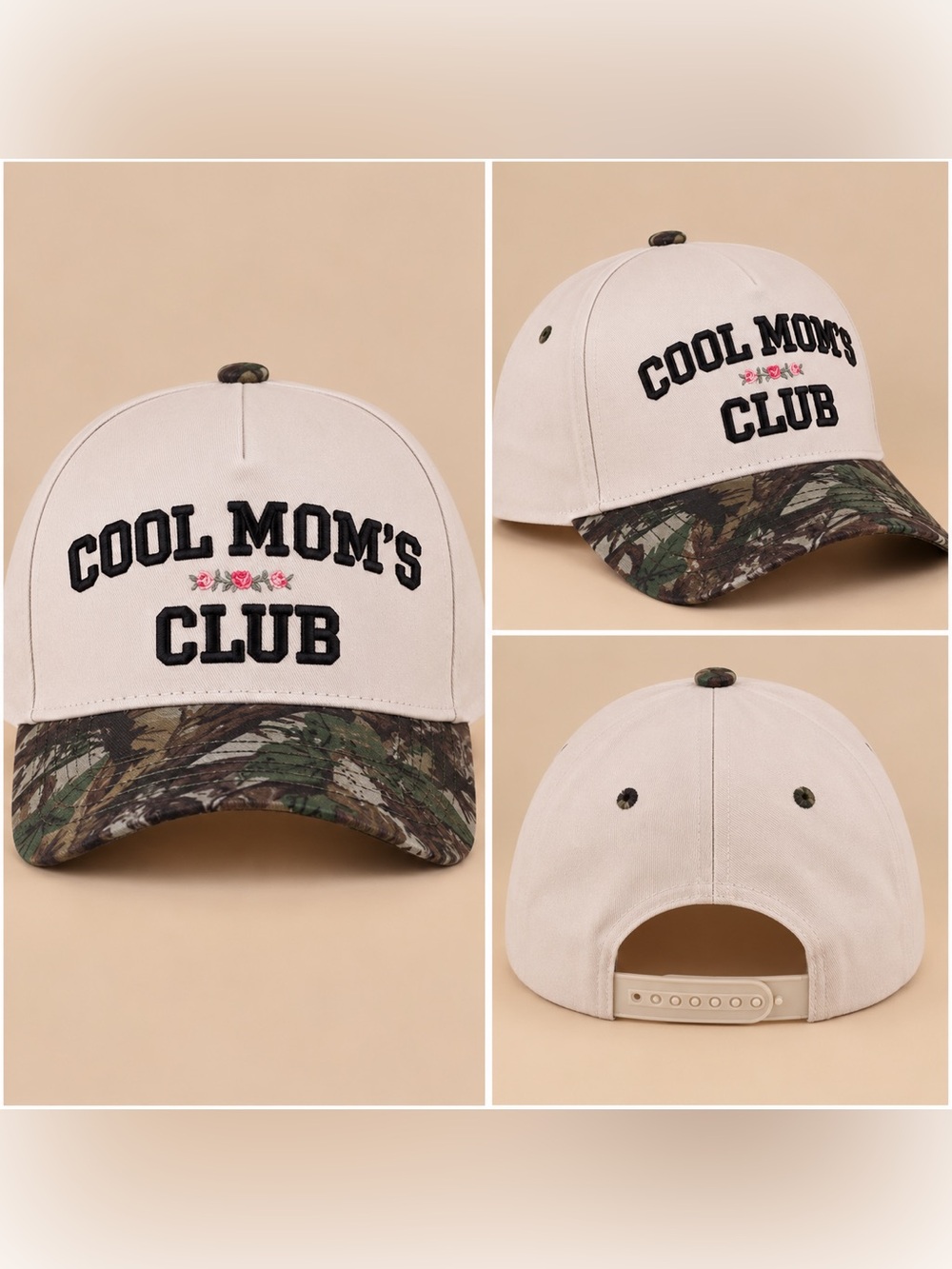 Zenana Cool Moms Club Camo SnapBack Baseball Hat NEW Novelty